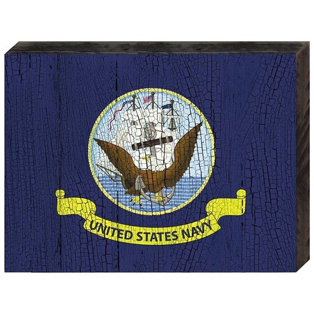 Designocracy Navy Military Patriotic Flag Art on Board Wall Decor 85098NV18